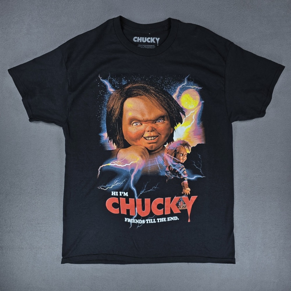 Chucky Friends till the end Tee shirt Mens Large L Horror Black Graphic Retro